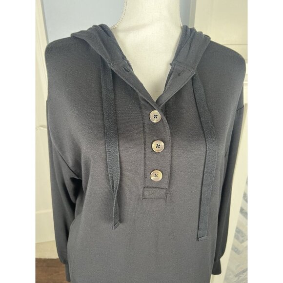 Lou & Grey Signature Soft Hoodie Dress Dark Charcoal Gray Athleisure Sz Small - Picture 2 of 8